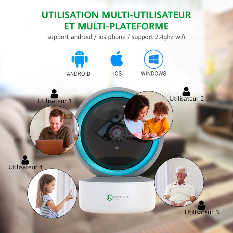 Caméra intérieure 360° : Surveillez chaque angle !