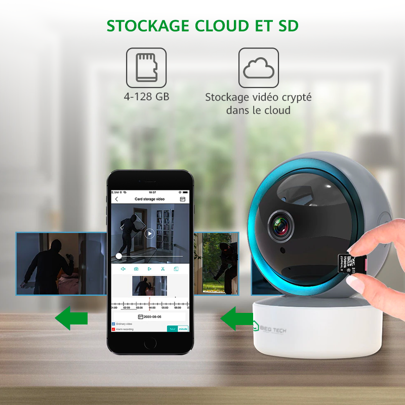 Caméra intelligente sans fil IP Wifi avec détection mouvement de bébé 360°  stockage cloud - Allobebe Maroc